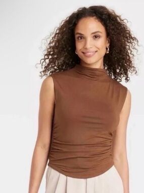 A New Day Brown Cowl Neck Top